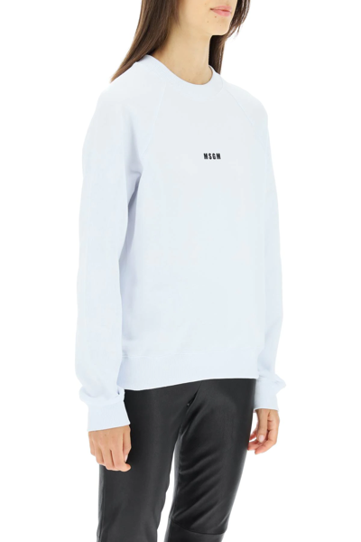 Shop Msgm Mini Logo Cotton Sweatshirt In White