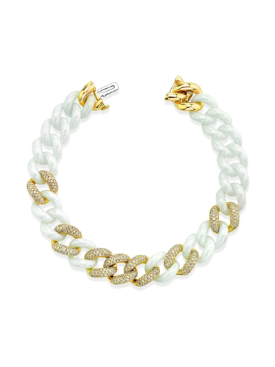 Shay 18kt Yellow Gold And Ceramic Diamond Chain-link Bracelet In Yellow Gold