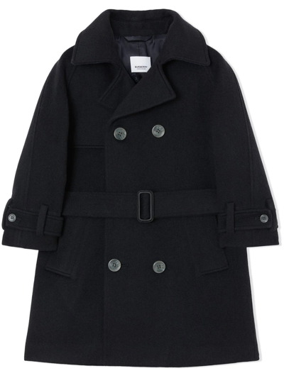 Shop Burberry Cashmere Belted Trench Coat In Black