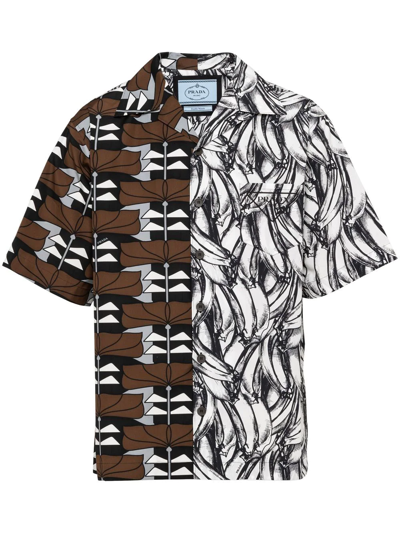 Shop Prada Graphic-print Short-sleeve Shirt In Brown