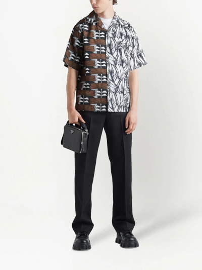Shop Prada Graphic-print Short-sleeve Shirt In Brown