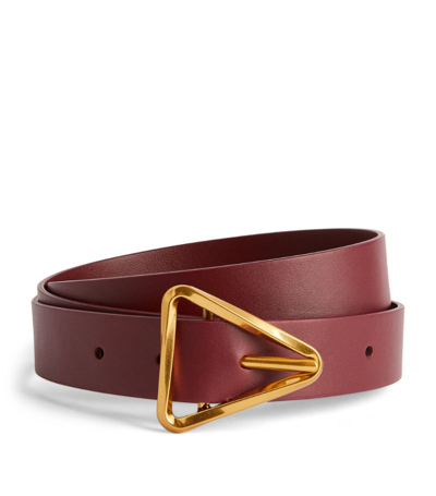 Shop Bottega Veneta Leather Triangle Belt In Red