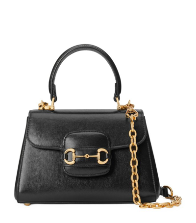 Shop Gucci Mini Leather Horsebit 1955 Top-handle Bag In Black