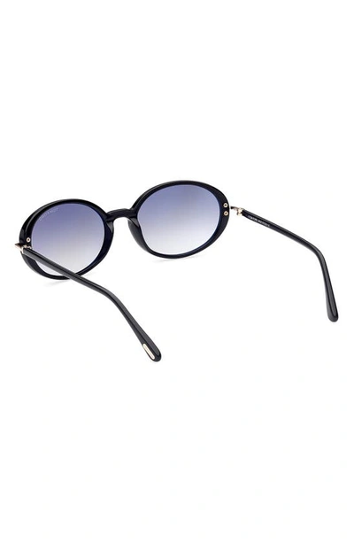 Shop Tom Ford 56mm Polarized Round Sunglasses In Smoke