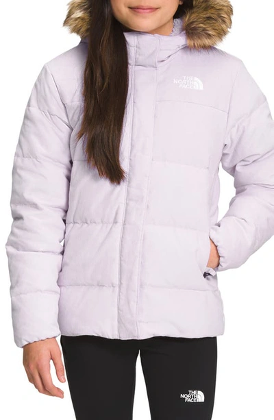 Shop The North Face Kids' North 600 Fill Power Down Parka With Faux Fur Trim In Lavender Fog
