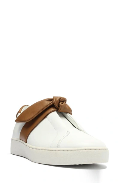 Shop Alexandre Birman Clarita Asymmetric Slip-on Sneaker In White/ Cognac