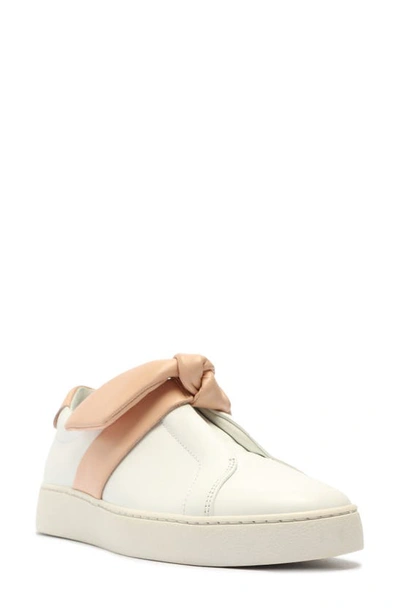 Shop Alexandre Birman Clarita Bow Slip-on Sneaker In White/ Nude