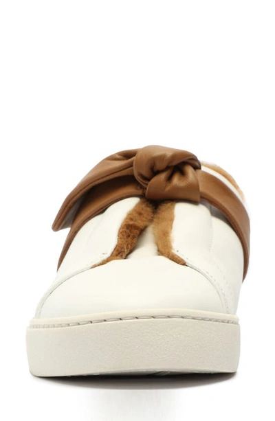 Shop Alexandre Birman Clarita Bow Slip-on Sneaker In White/ Cognac