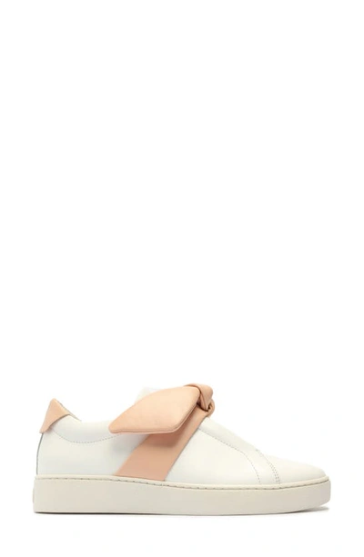 Shop Alexandre Birman Clarita Bow Slip-on Sneaker In White/ Nude