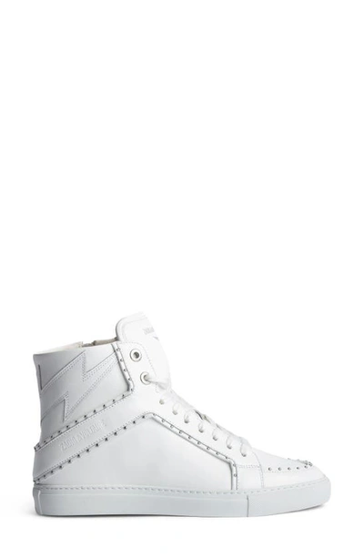 Shop Zadig & Voltaire High Flash Smooth Platform Sneaker In Blanc