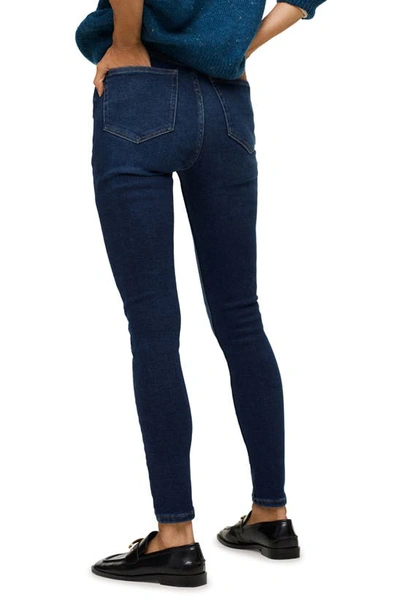 Mango Soho High Waist Ankle Skinny Jeans In Dark Blue | ModeSens