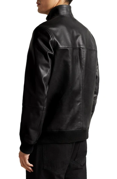 Shop Ted Baker Leadon Leather Bomber Jacket In Black