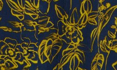 Shop Jason Wu Floral Print Long Sleeve Shirtdress In Navy/ Honeysuckle