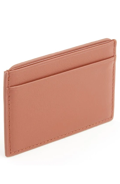 Royce New York Personalized Rfid Leather Card Case In Tan- Silver Foil