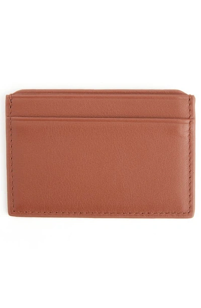 Royce New York Personalized Rfid Leather Card Case In Tan- Silver Foil