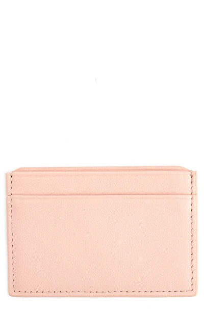 Royce New York Personalized Rfid Leather Card Case In Light Pink- Gold Foil