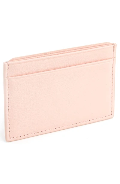 Royce New York Personalized Rfid Leather Card Case In Light Pink- Gold Foil