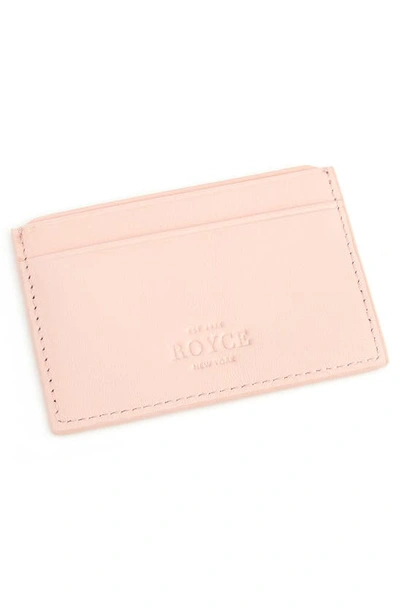 Royce New York Personalized Rfid Leather Card Case In Light Pink- Gold Foil