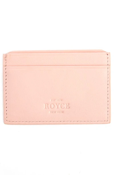 Royce New York Personalized Rfid Leather Card Case In Light Pink- Gold Foil