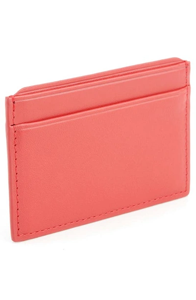 Royce New York Personalized Rfid Leather Card Case In Red- Deboss
