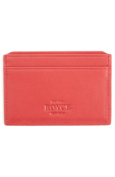 Royce New York Personalized Rfid Leather Card Case In Red- Deboss