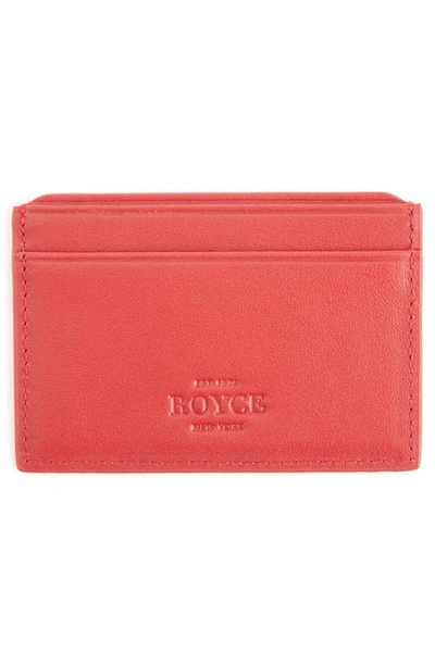 Shop Royce New York Personalized Rfid Leather Card Case In Red- Silver Foil