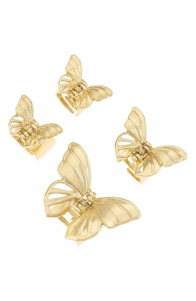 Ettika Set Of 4 Butterfly Jaw Clips In Gold