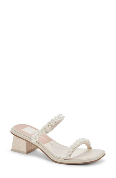 Shop Dolce Vita River Imitation Pearl Slide Sandal In Vanilla Pearls