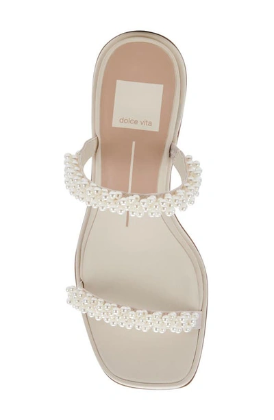 Shop Dolce Vita River Imitation Pearl Slide Sandal In Vanilla Pearls