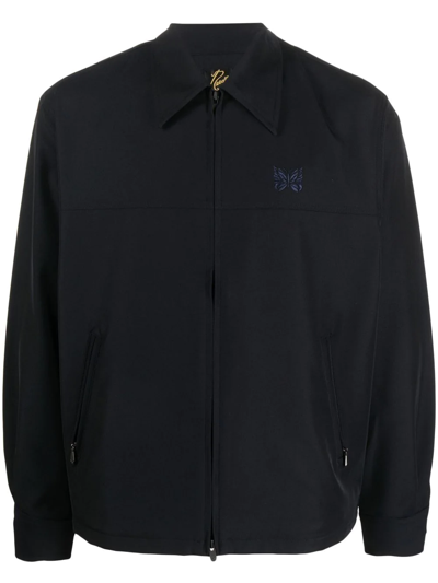 Shop Needles Embroidered-logo Zip-up Jacket In Blue