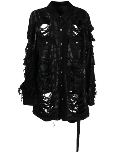 Shop Rick Owens Drkshdw Distressed-effect Coat In Black