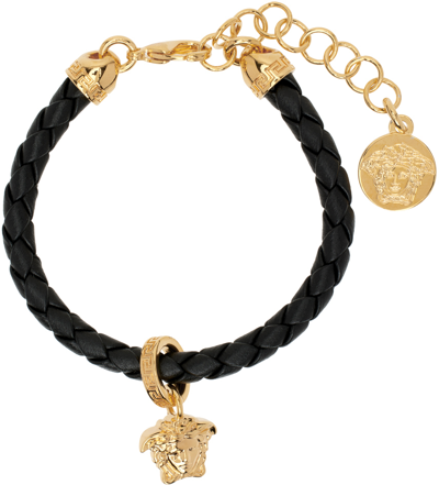 Shop Versace Black Medusa Charm Bracelet In D41oh Black Warm Gol