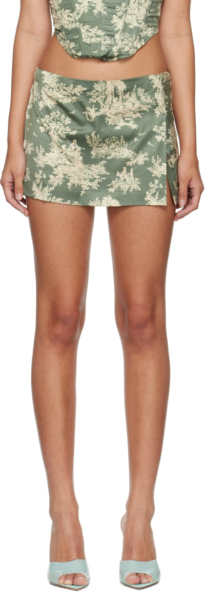 Miaou Green Micro Mini Skirt In Moss Toile