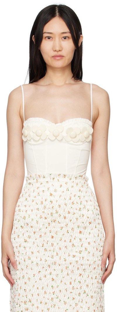 Shushu-tong Off-white Flower Bodysuit In Sec272wh100