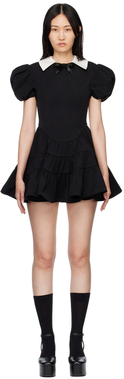 Shop Shushu-tong Black Beaded Bow Minidress In Ba100 Black