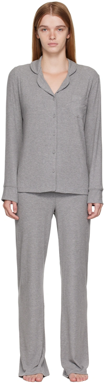 Skims Gray Soft Lounge Pyjama Set In H Grey