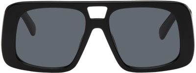 Shop Stella Mccartney Black Logo Square Sunglasses In 01a Shiny Black / S