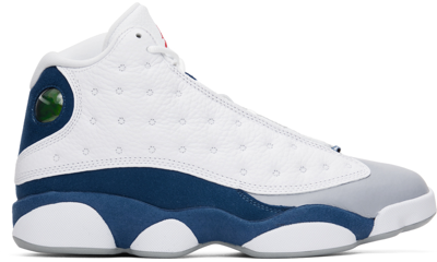 Shop Nike White & Blue Air Jordan 13 Retro Sneakers In White/fire Red-frenc