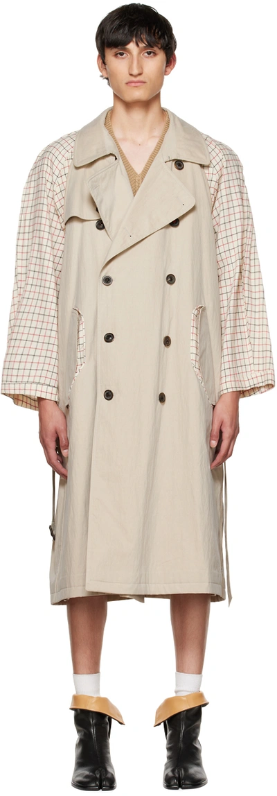 Shop Maison Margiela Beige Layered Trench Coat In 119 Colonial Sand