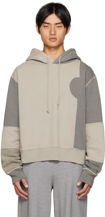 Shop Mm6 Maison Margiela Taupe & Gray Paneled Hoodie In 803 Greige