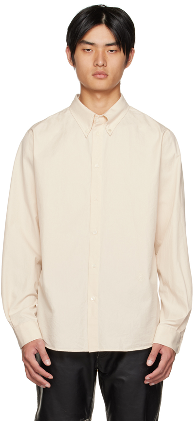 Shop Mm6 Maison Margiela Off-white Embroidered Shirt In 102 Off White