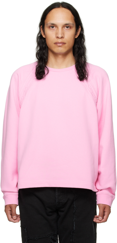 Shop Acne Studios Pink Tape Sweatshirt In Ad1 Blush Pink