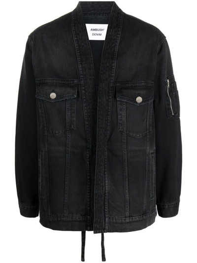 Shop Ambush Black Long-sleeve Denim Jacket In Nero