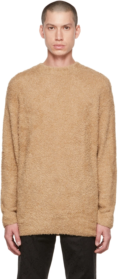 Shop Amomento Tan Crewneck Sweater In Camel