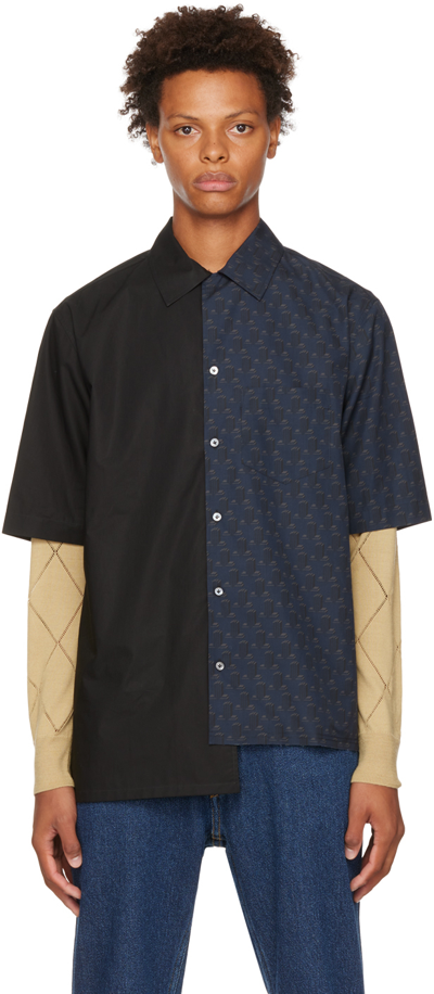 Shop Lanvin Navy & Black Printed Shirt In 29 Navy Blue