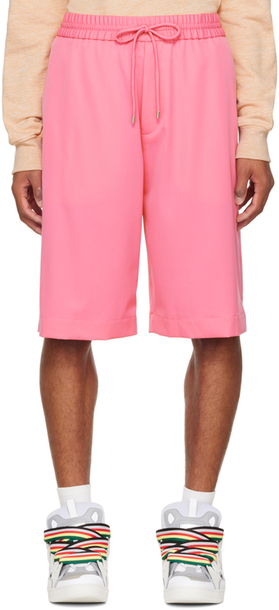 Shop Lanvin Pink Embroidered Shorts In 521 Flamingo Pink