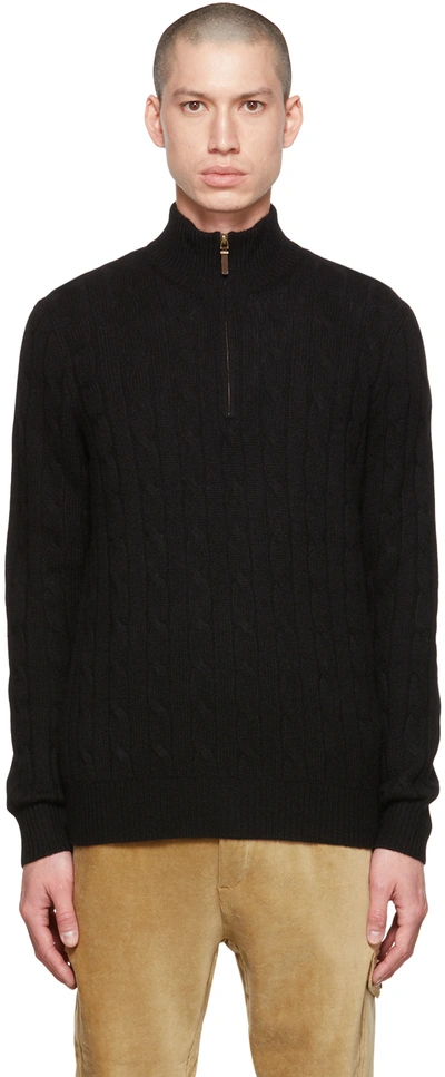 Shop Polo Ralph Lauren Black Half-zip Sweater In Polo Black