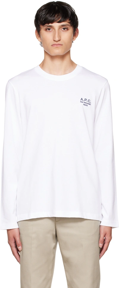 Shop Apc White Olivier Long Sleeve T-shirt In Aab White