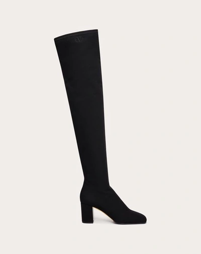 Shop Valentino Garavani Garavani Golden Walk Over-the-knee Boot In Stretch Fabric 70mm Woman Black 40