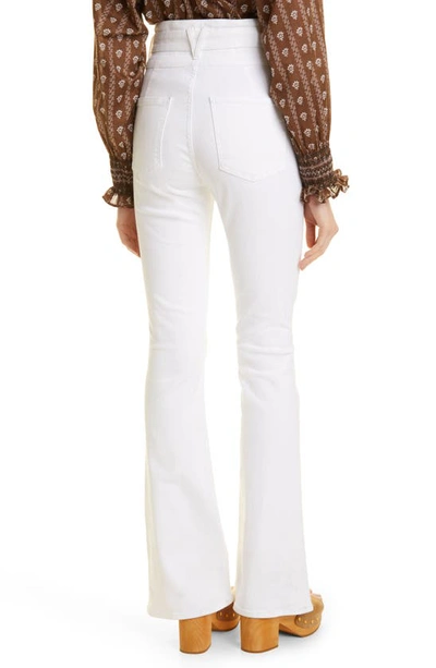 Shop Veronica Beard Giselle Belted High Waist Slim Flare Jeans In White